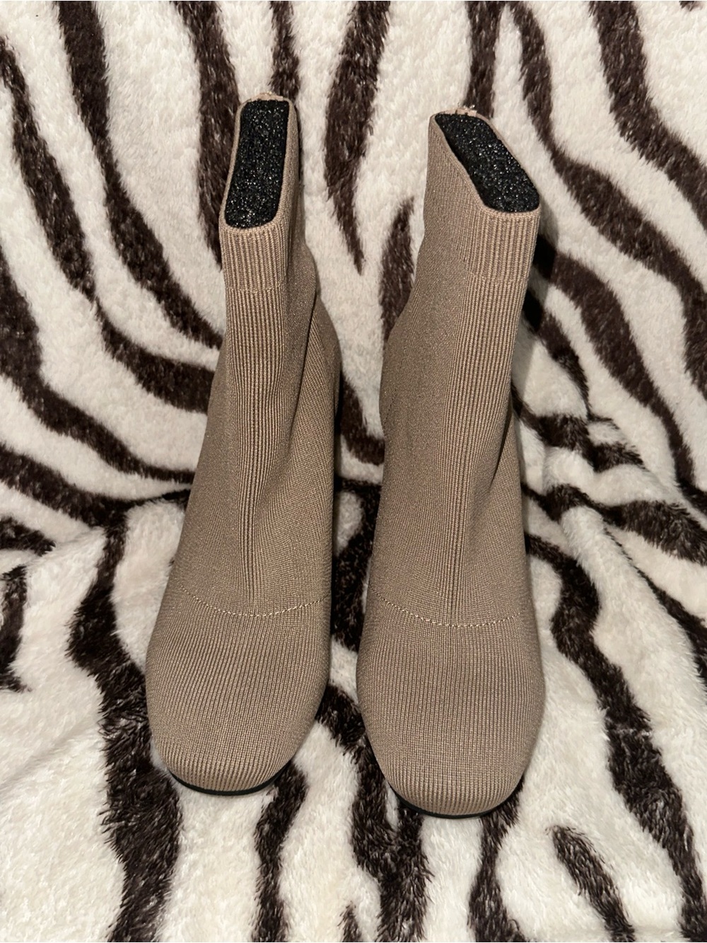 MIA Taupe Knit Sock Ankle Boots